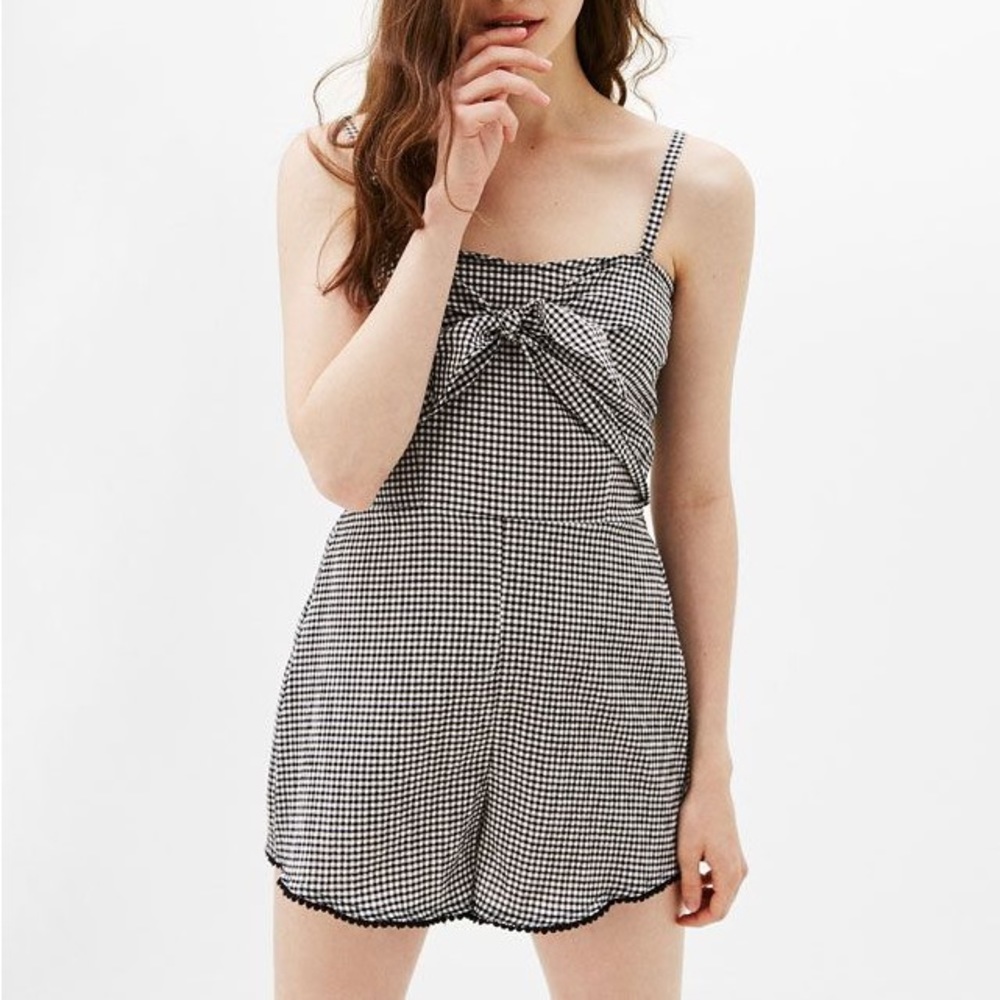 Bershka Gingham Bow Romper